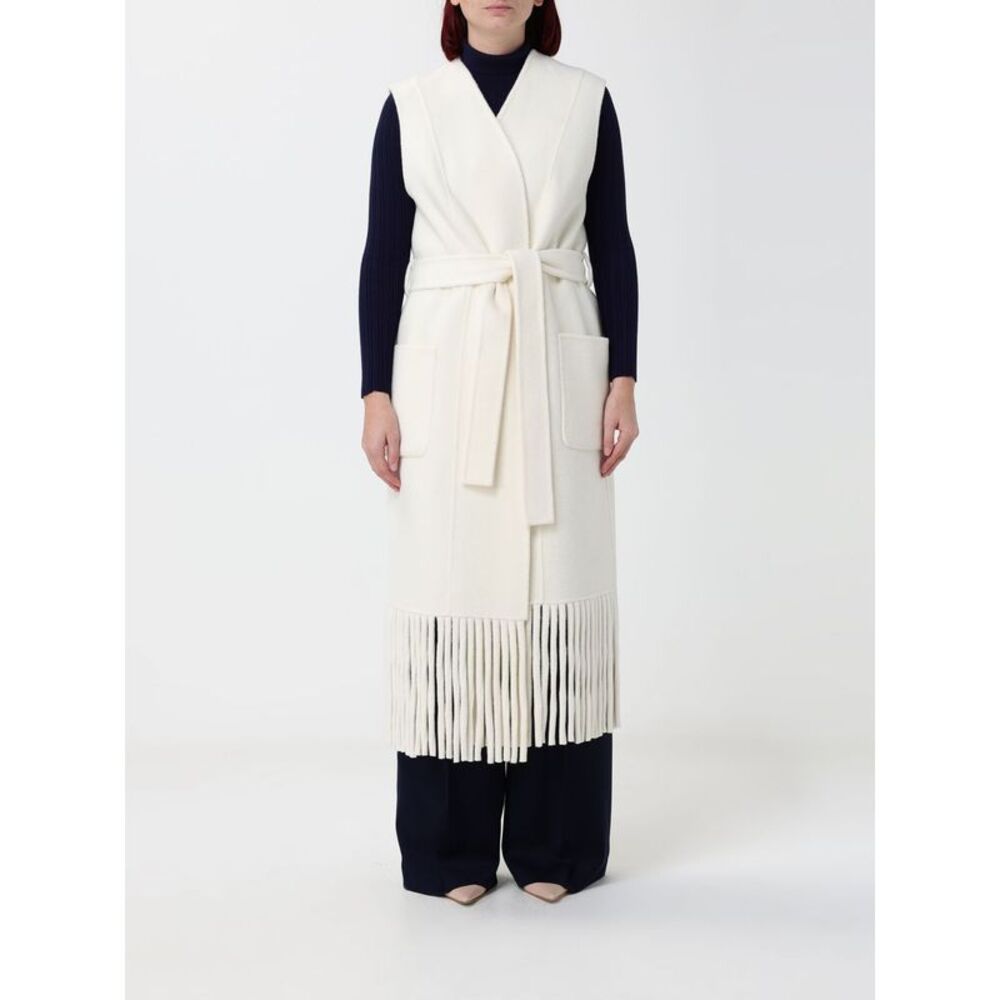 Simona Corsellini Women Simona Corsellini Long Fringed Wool Blend Vest With Belt